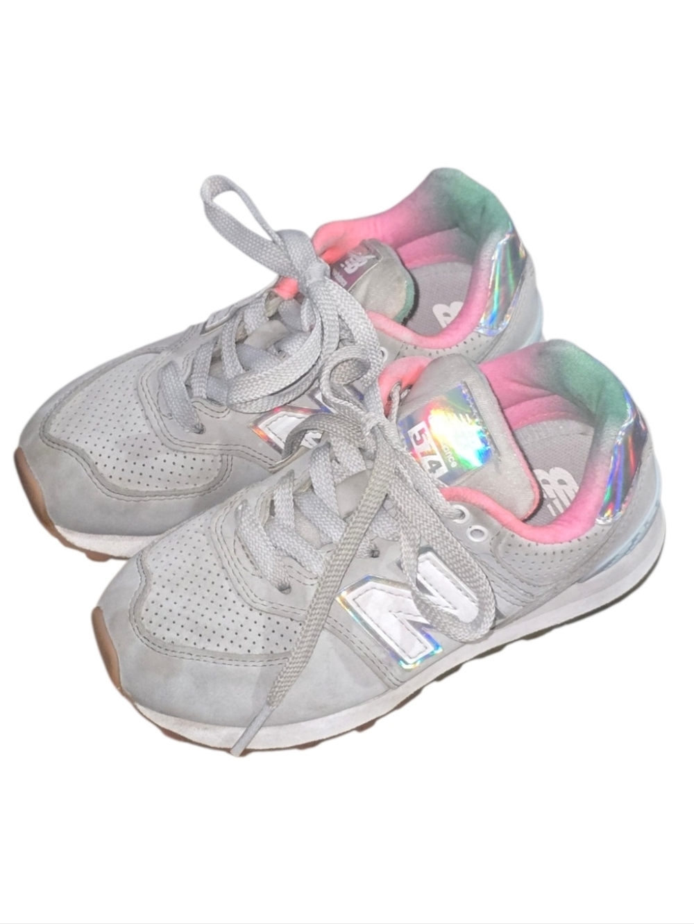 New Balance Kids' Gray Sneakers with Iridescent Accent Shoe Size 11